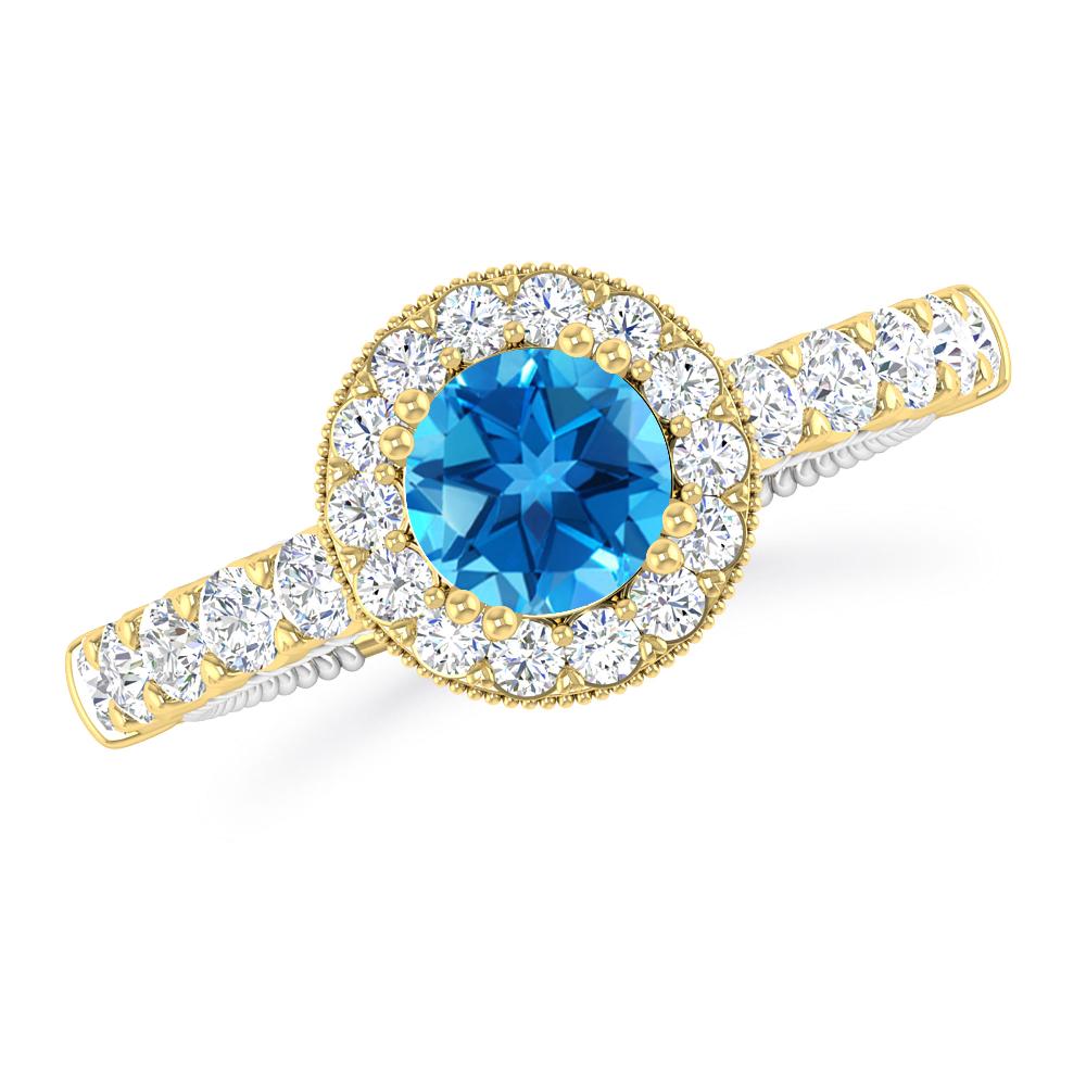 Yellow Gold - Blue Topaz
