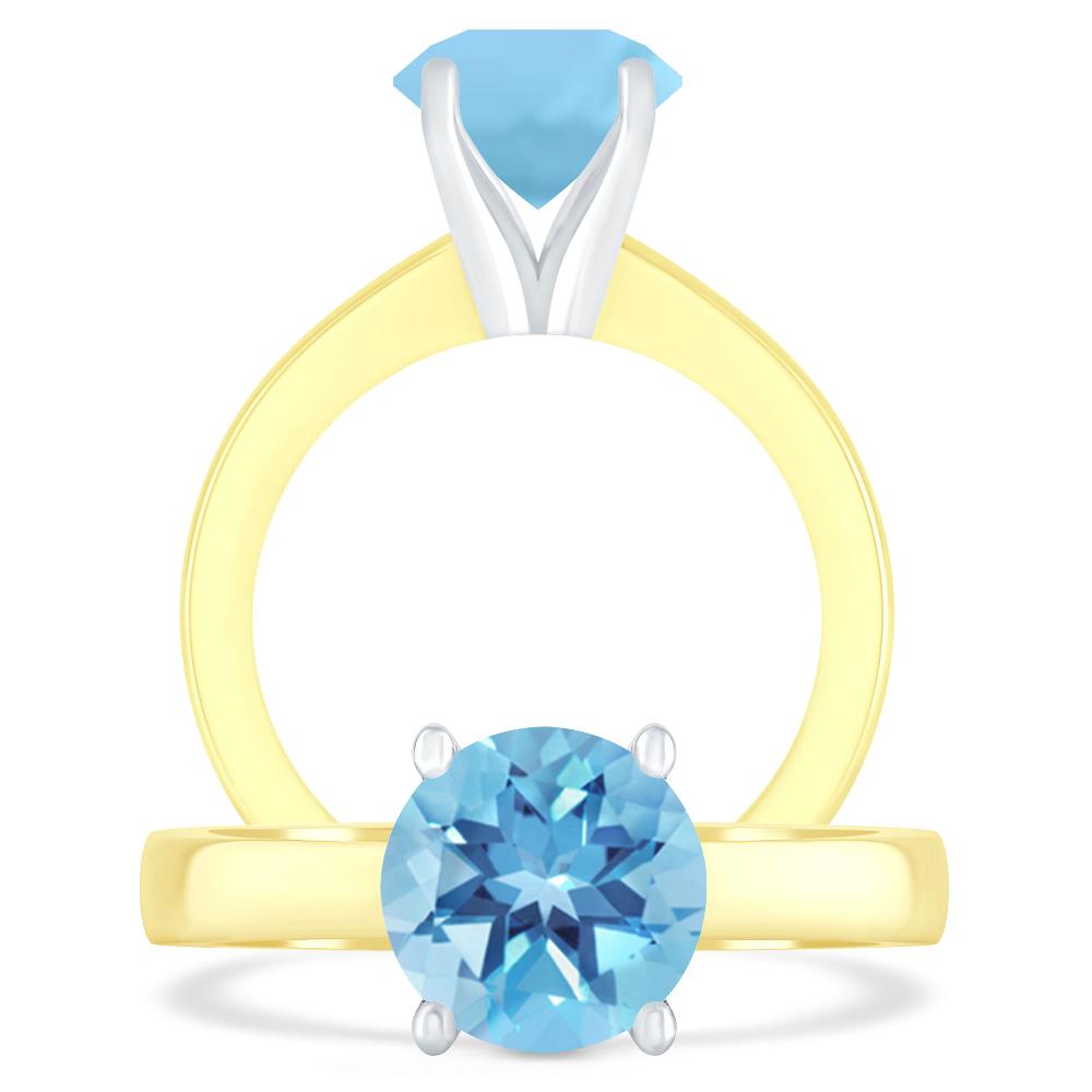 Yellow Gold - Blue Topaz