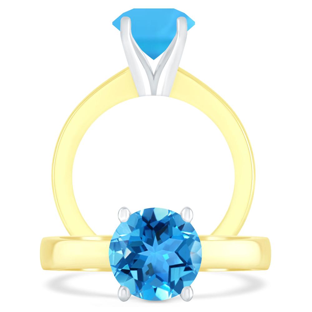 Yellow Gold - Blue Topaz