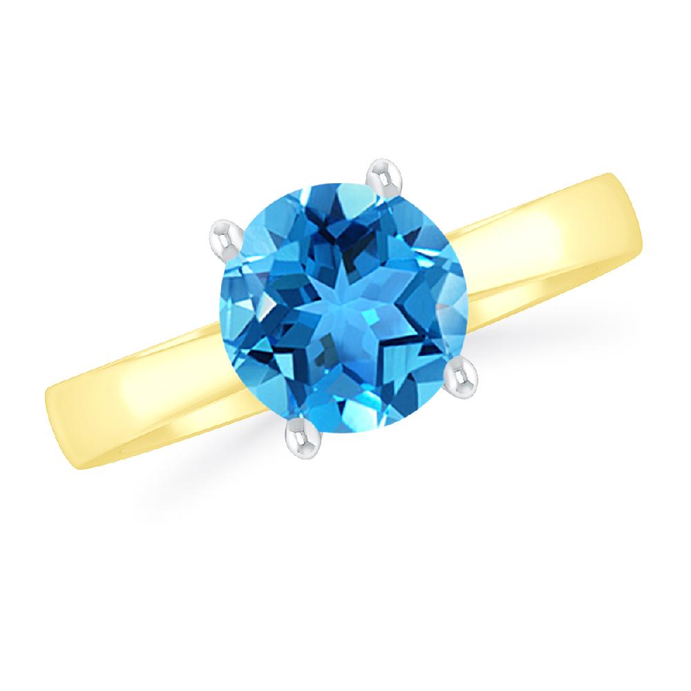 Yellow Gold - Blue Topaz