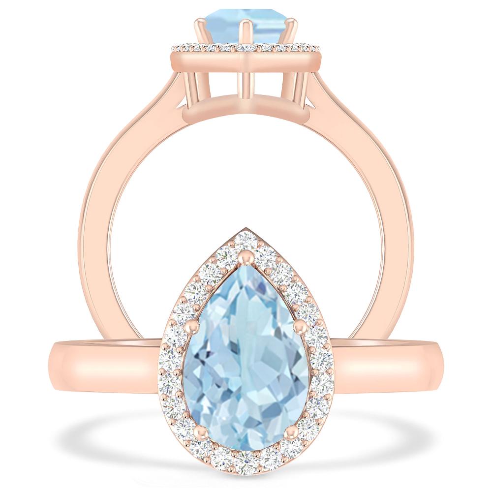 Rose Gold - Aquamarine
