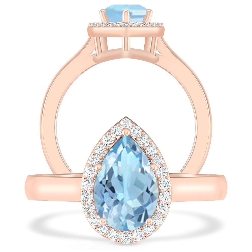 Rose Gold - Aquamarine
