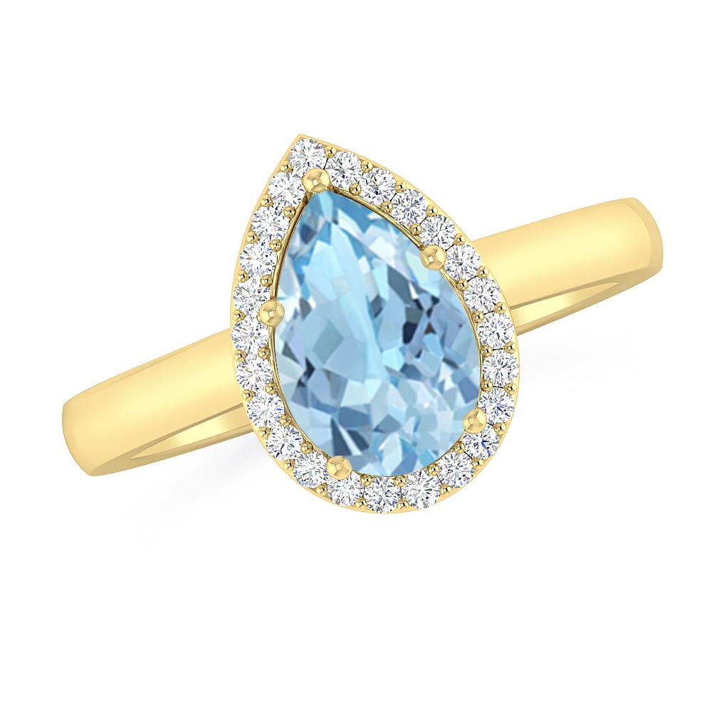 Yellow Gold - Aquamarine