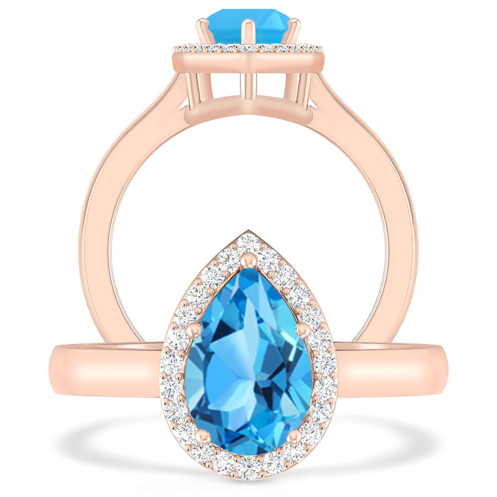 Rose Gold - Blue Topaz