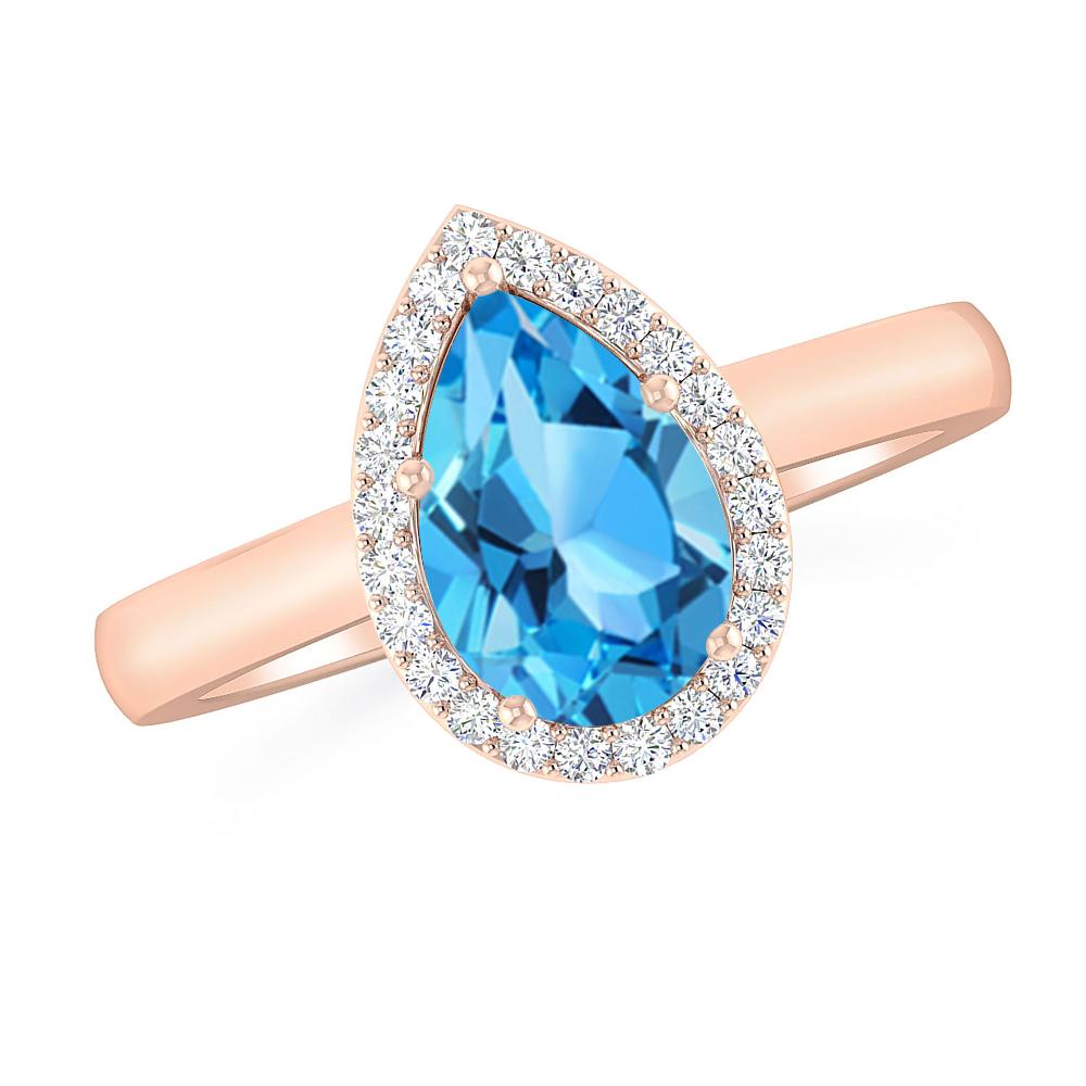 Rose Gold - Blue Topaz