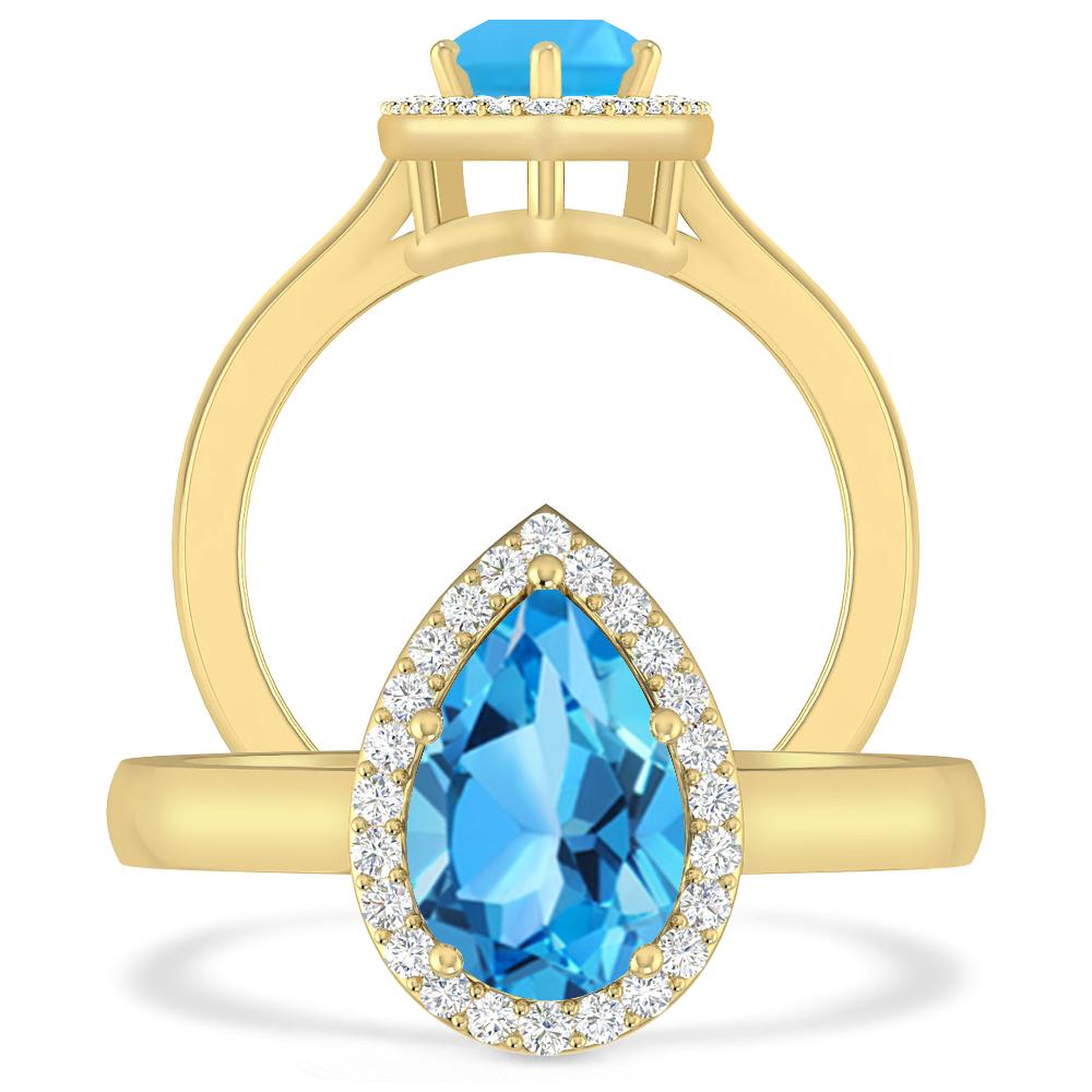 Yellow Gold - Blue Topaz