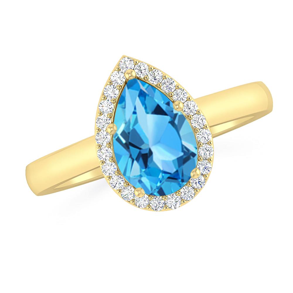 Yellow Gold - Blue Topaz