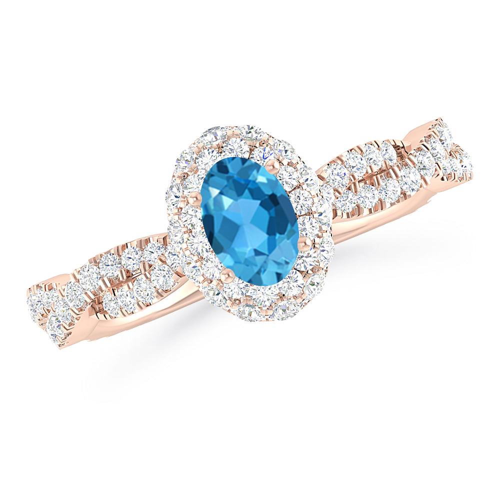 Rose Gold - Blue Topaz