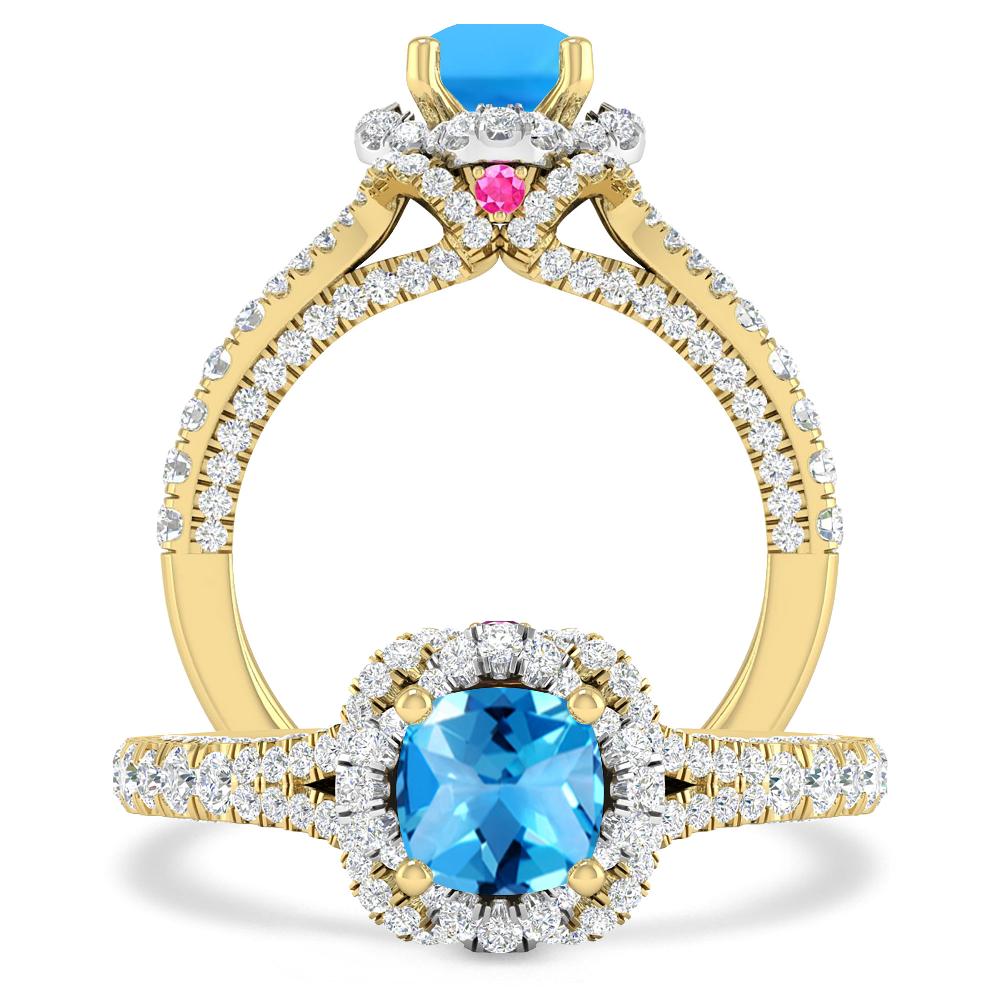 Yellow Gold - Blue Topaz
