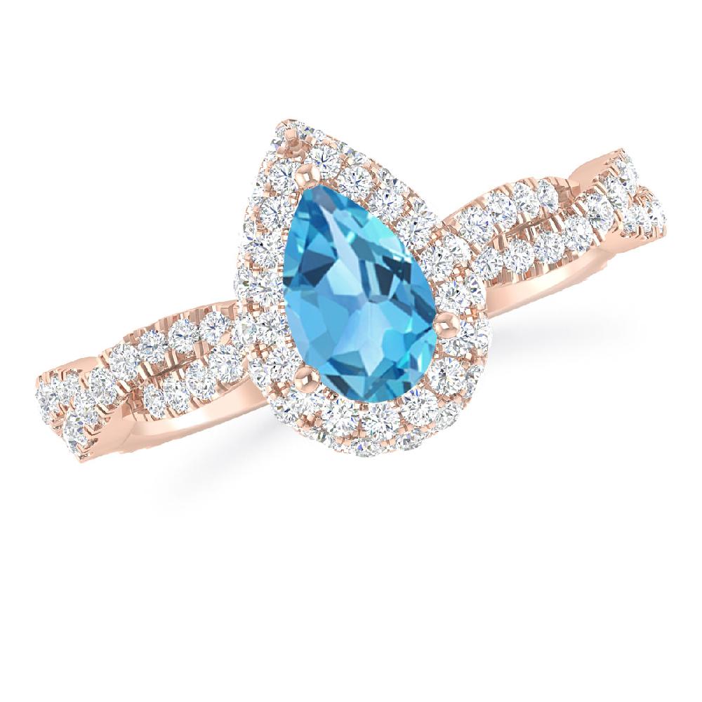 Rose Gold - Blue Topaz