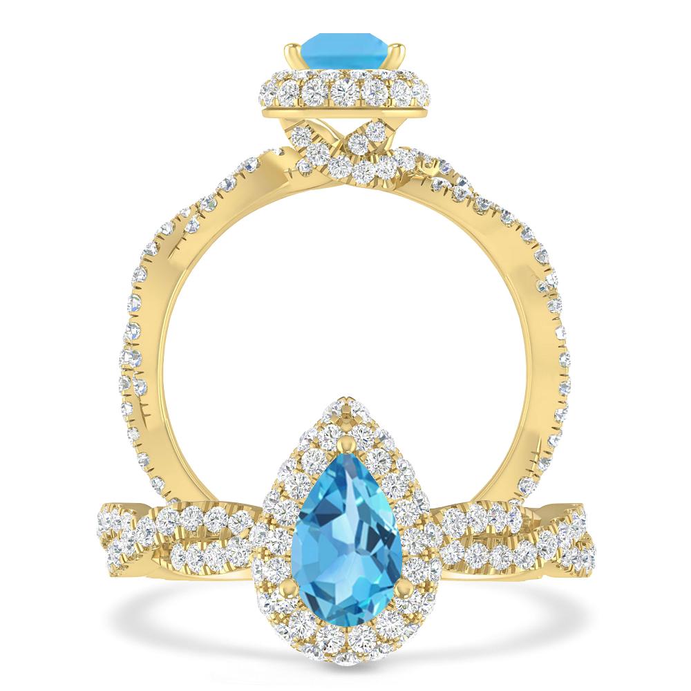 Yellow Gold - Blue Topaz