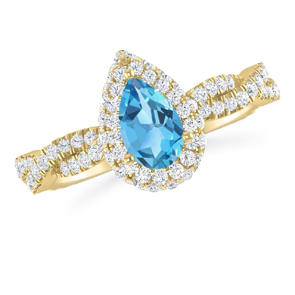 Yellow Gold - Blue Topaz
