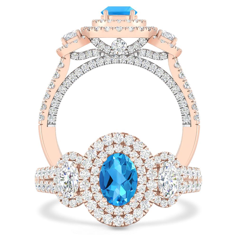 Rose Gold - Blue Topaz