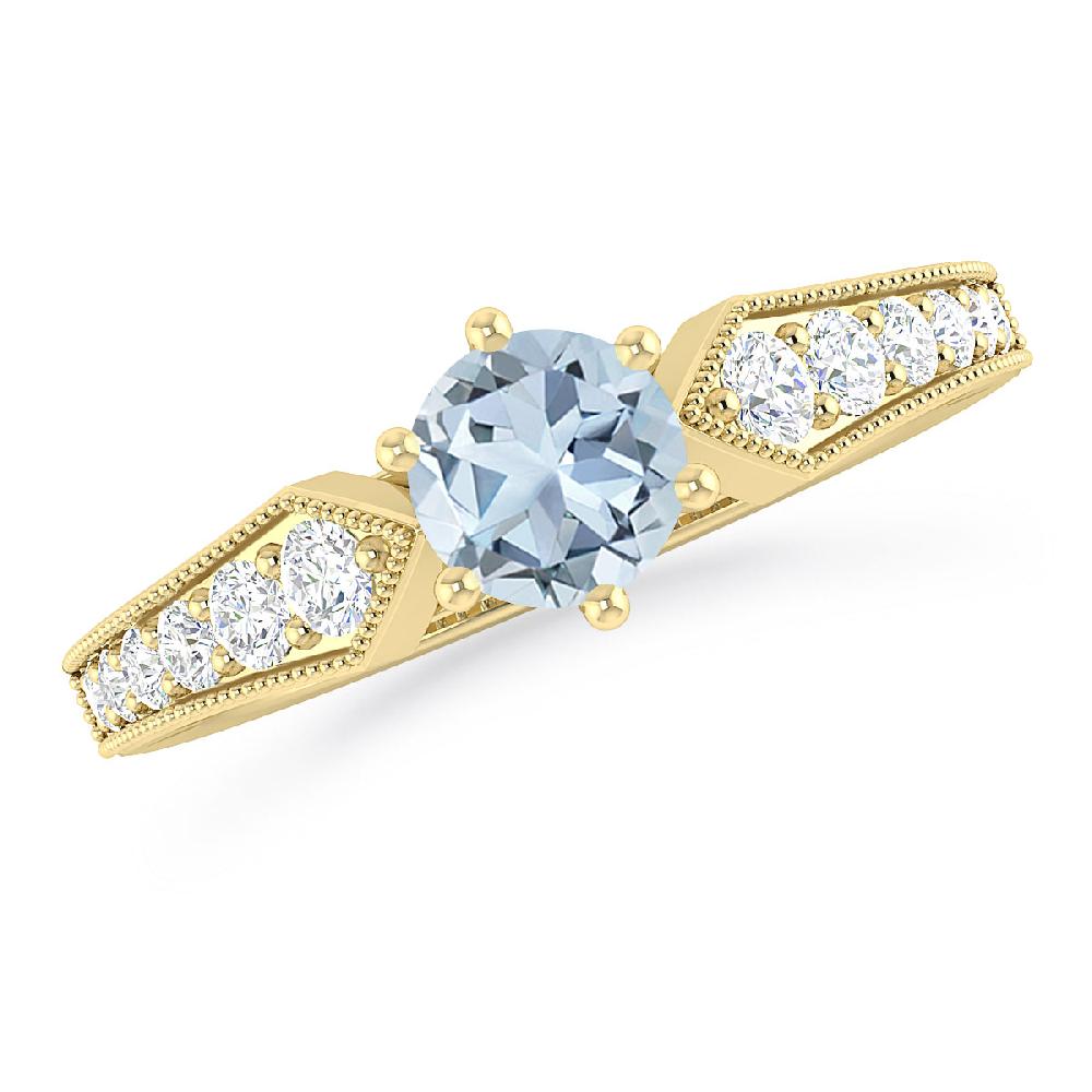 Yellow Gold - Aquamarine