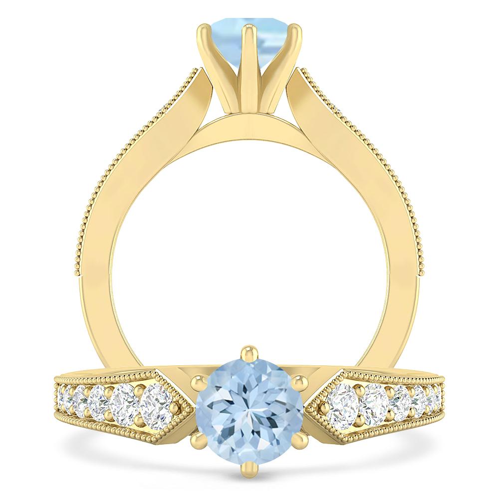 Yellow Gold - Aquamarine