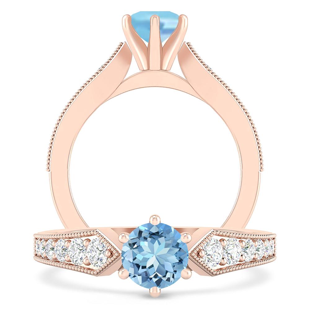 Rose Gold - Aquamarine