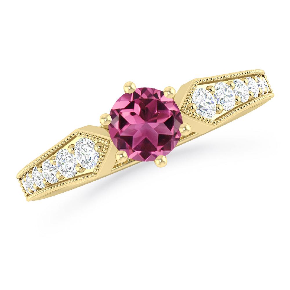 Yellow Gold - Pink Tourmaline