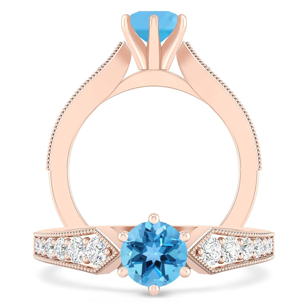 Rose Gold - Blue Topaz