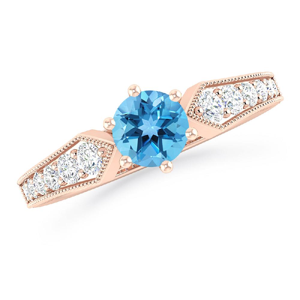 Rose Gold - Blue Topaz