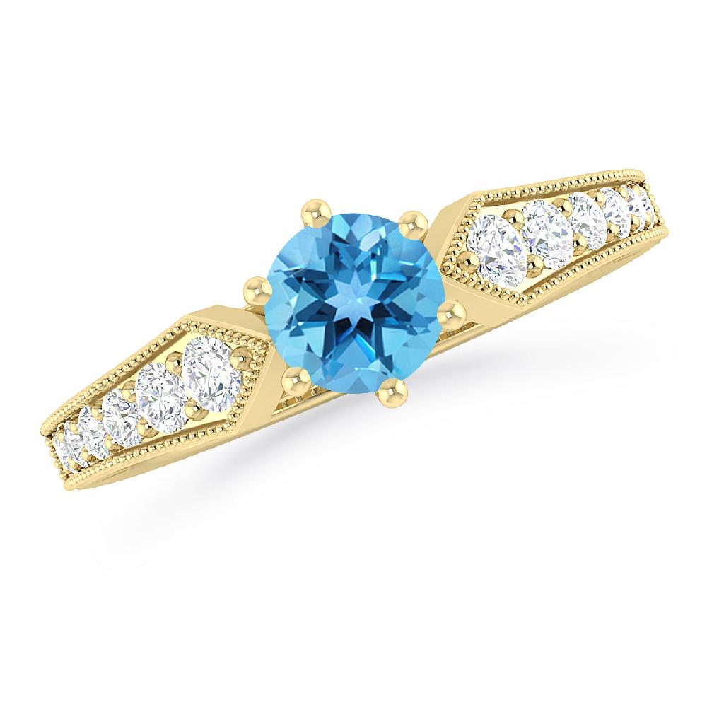 Yellow Gold - Blue Topaz