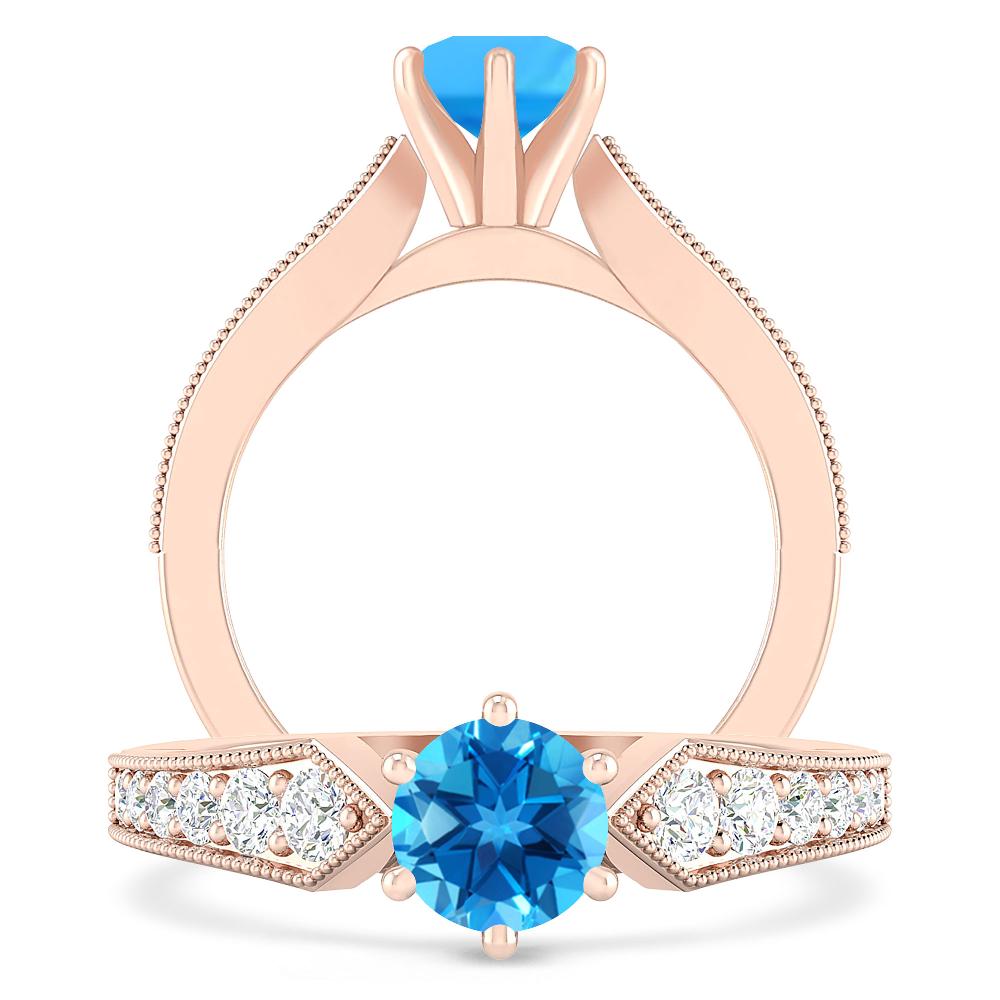 Rose Gold - Blue Topaz