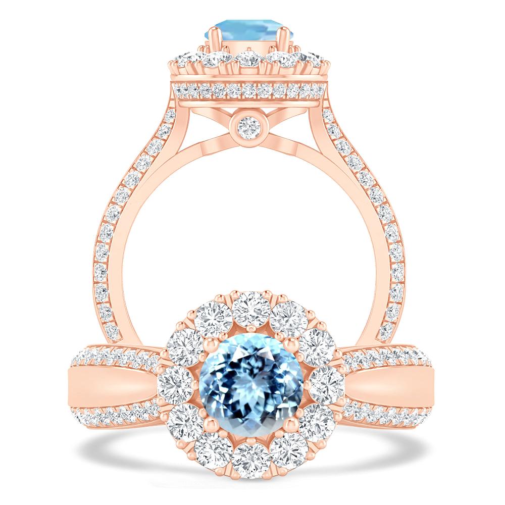 Rose Gold - Aquamarine