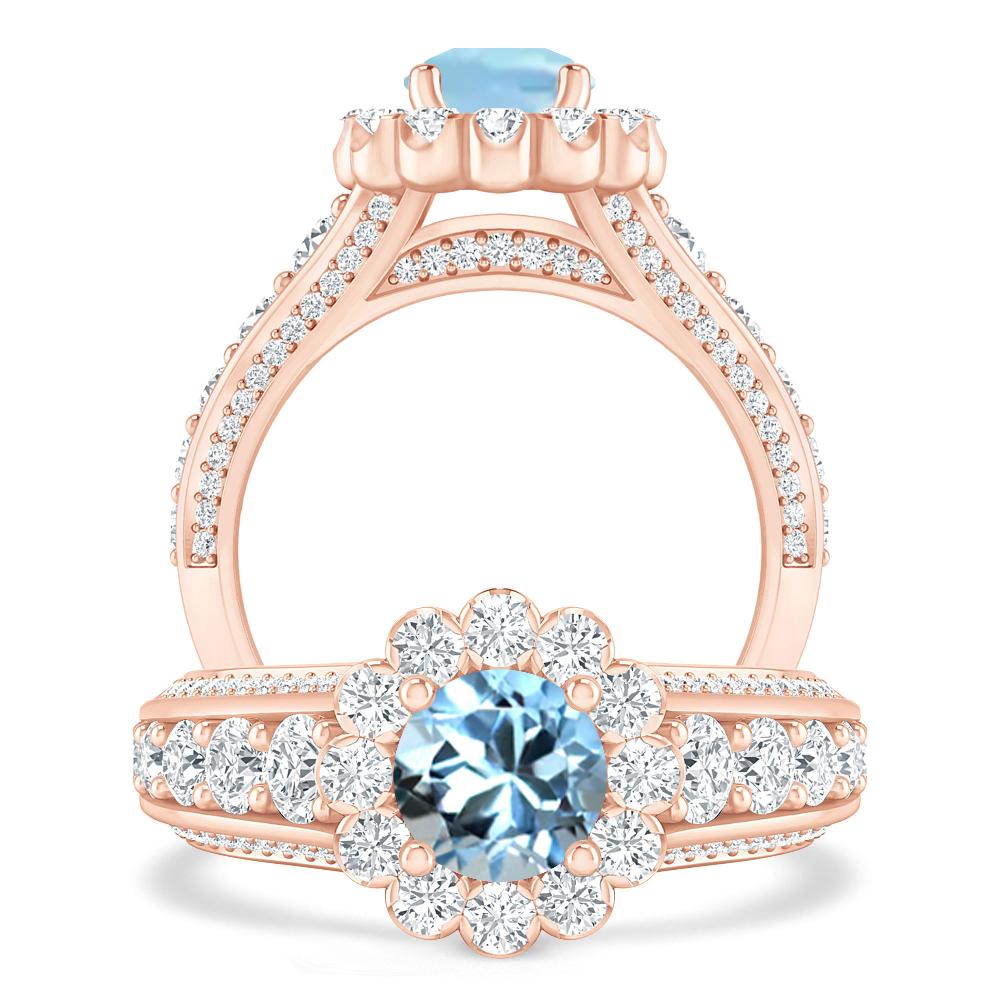 Rose Gold - Aquamarine