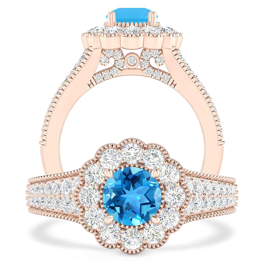 Rose Gold - Blue Topaz