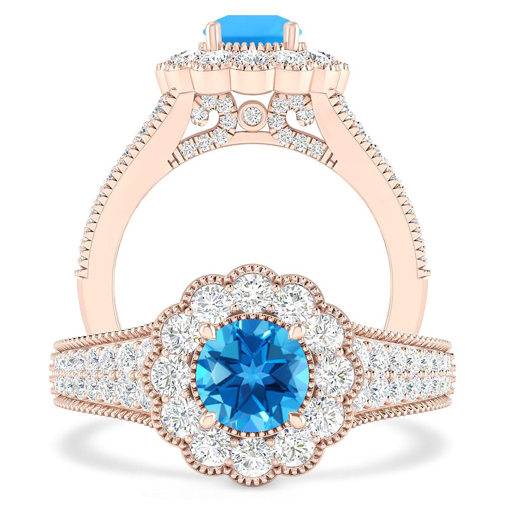 Rose Gold - Blue Topaz