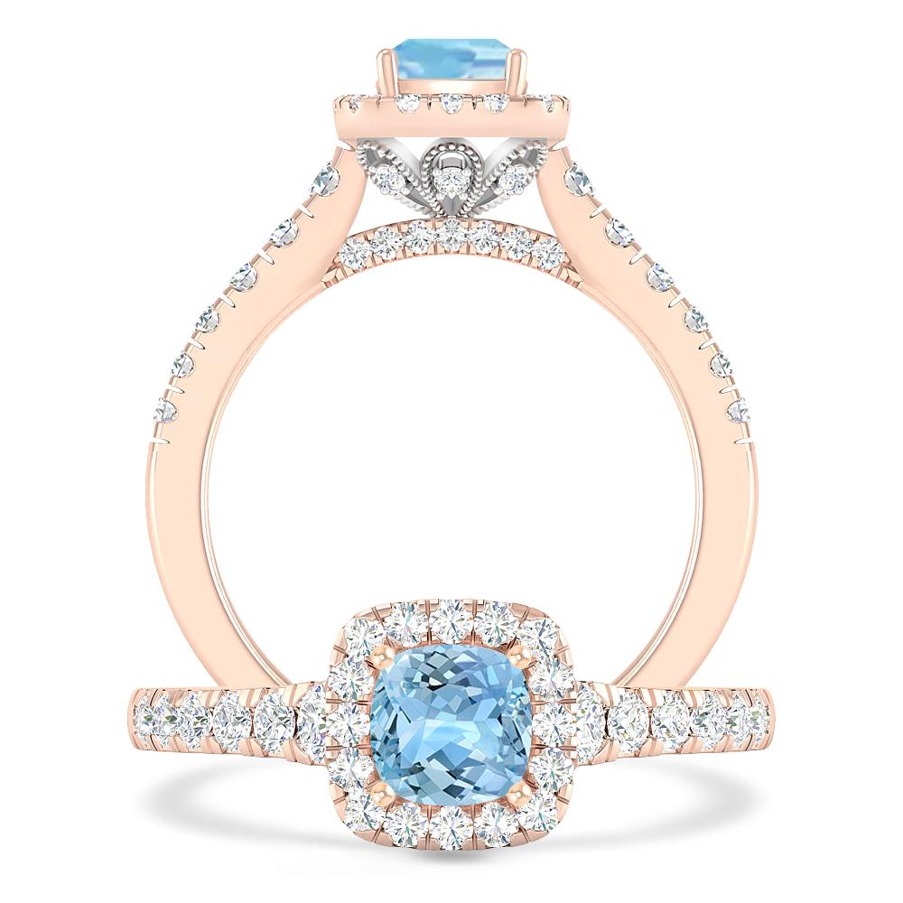Rose Gold - Aquamarine