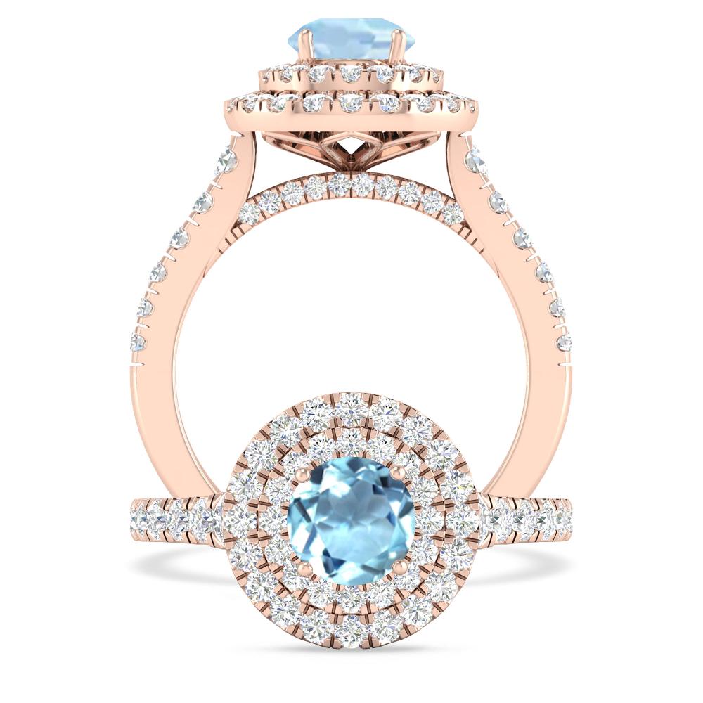 Rose Gold - Aquamarine