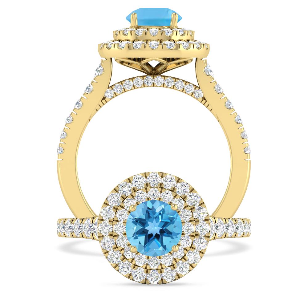 Yellow Gold - Blue Topaz