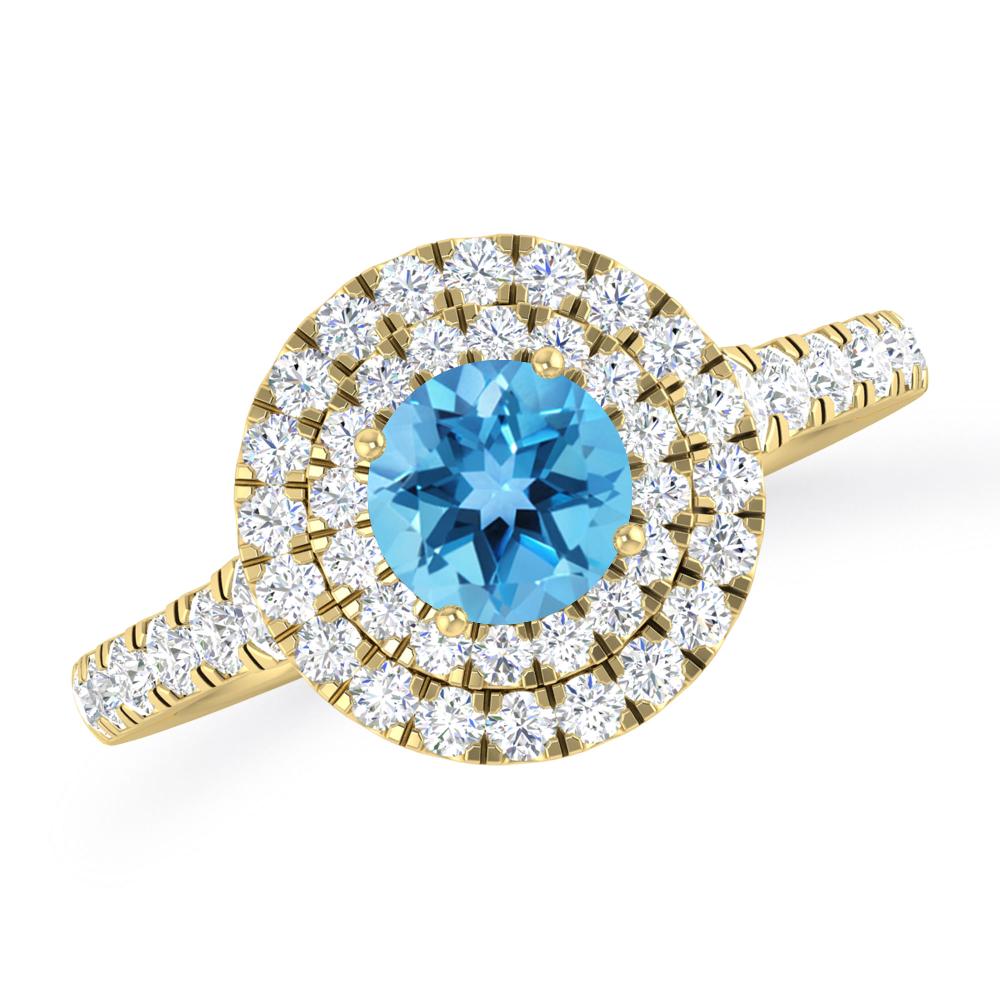 Yellow Gold - Blue Topaz