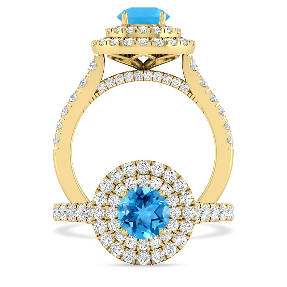 Yellow Gold - Blue Topaz