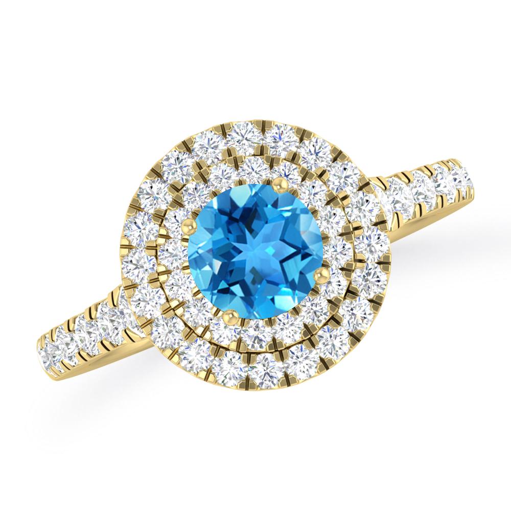 Yellow Gold - Blue Topaz