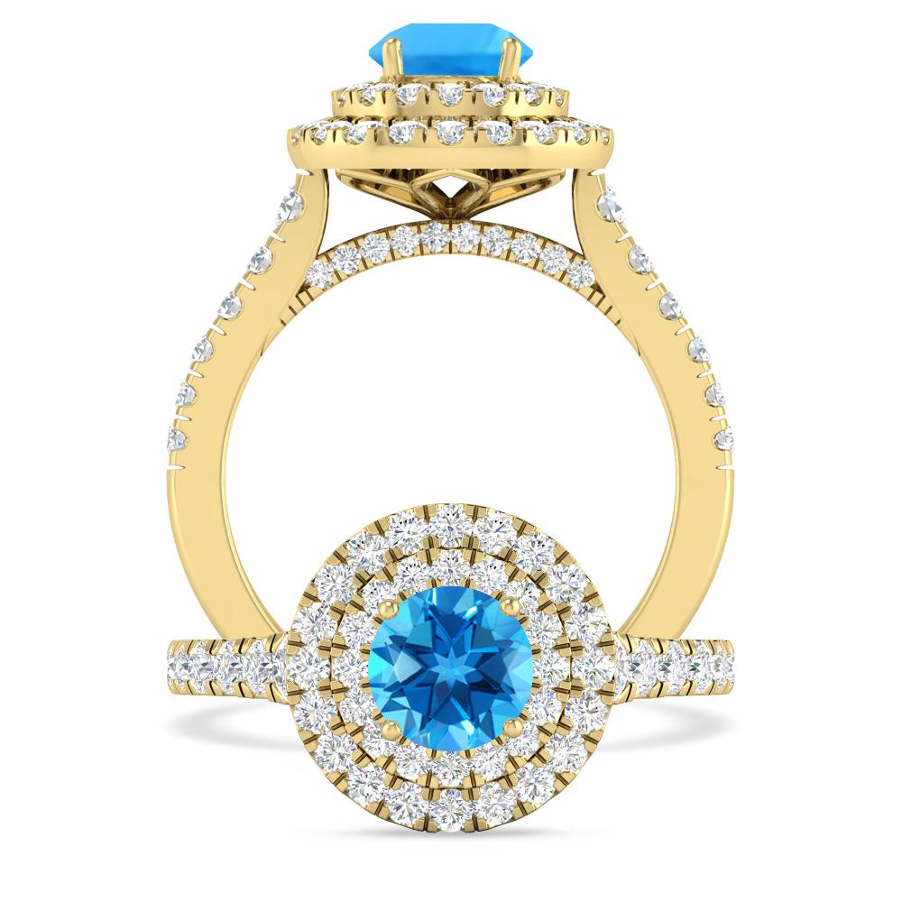 Yellow Gold - Blue Topaz