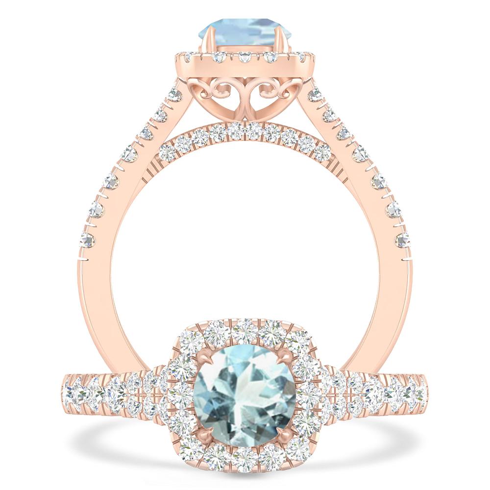 Rose Gold - Aquamarine