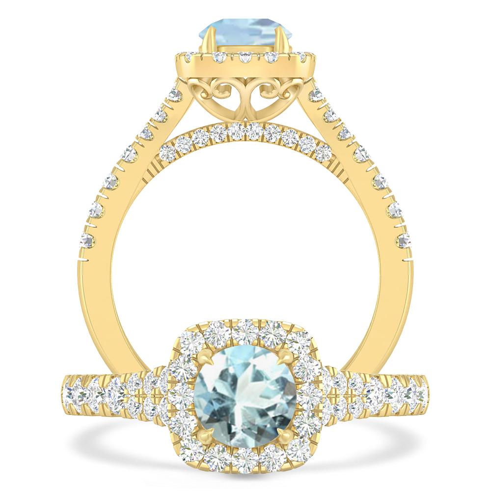 Yellow Gold - Aquamarine