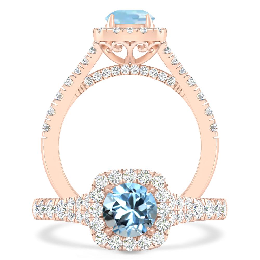 Rose Gold - Aquamarine