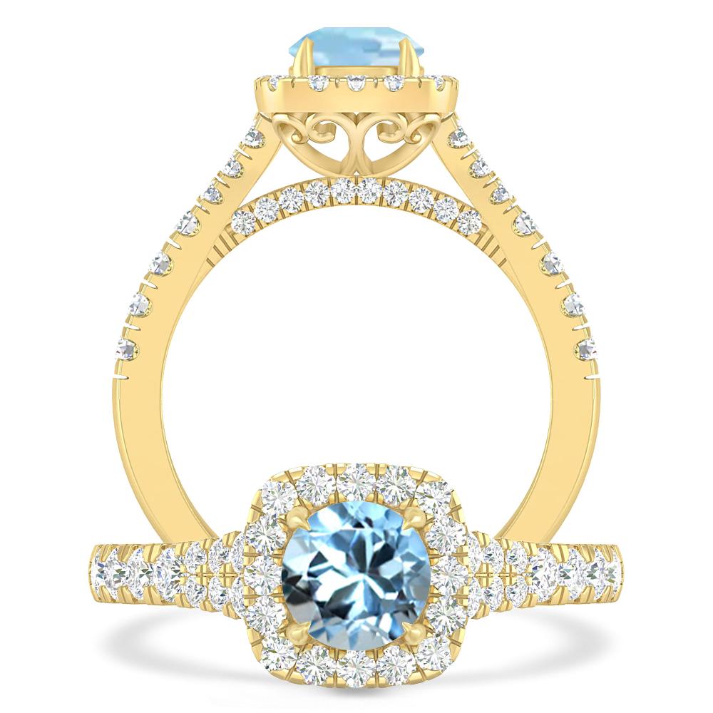Yellow Gold - Aquamarine