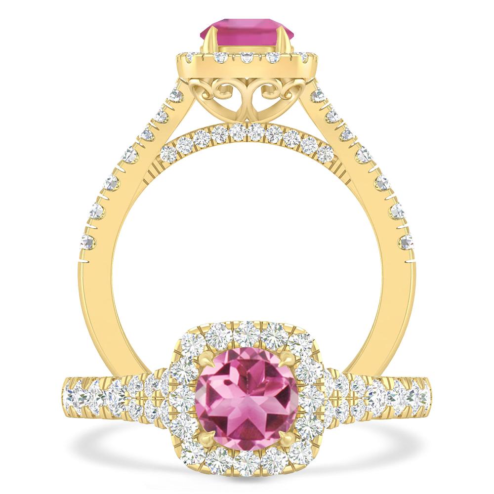 Yellow Gold - Pink Tourmaline