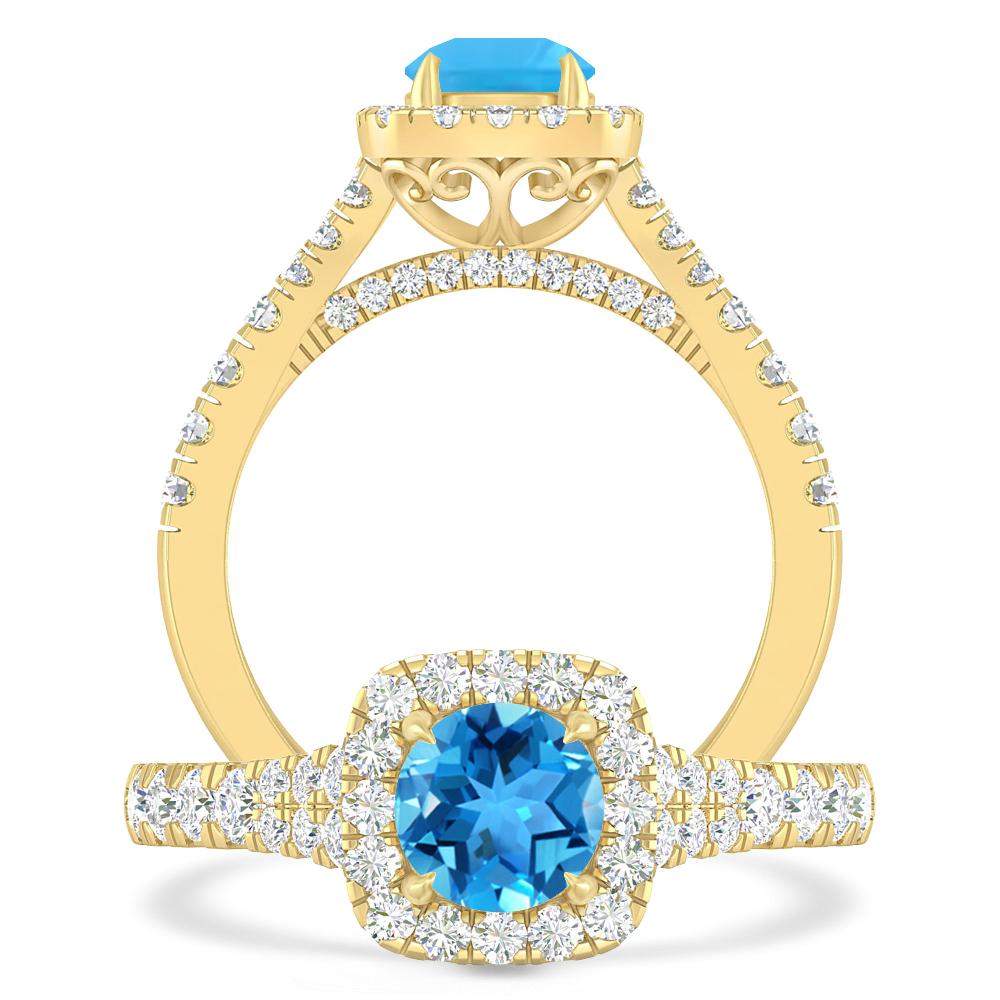 Yellow Gold - Blue Topaz