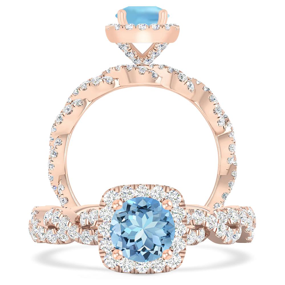 Rose Gold - Aquamarine