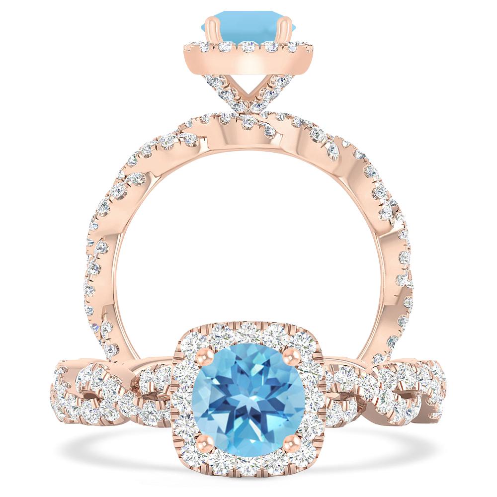 Rose Gold - Blue Topaz
