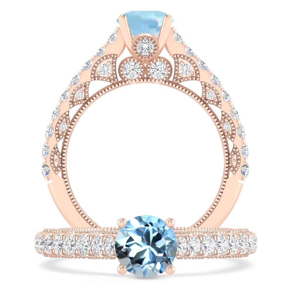 Rose Gold - Aquamarine