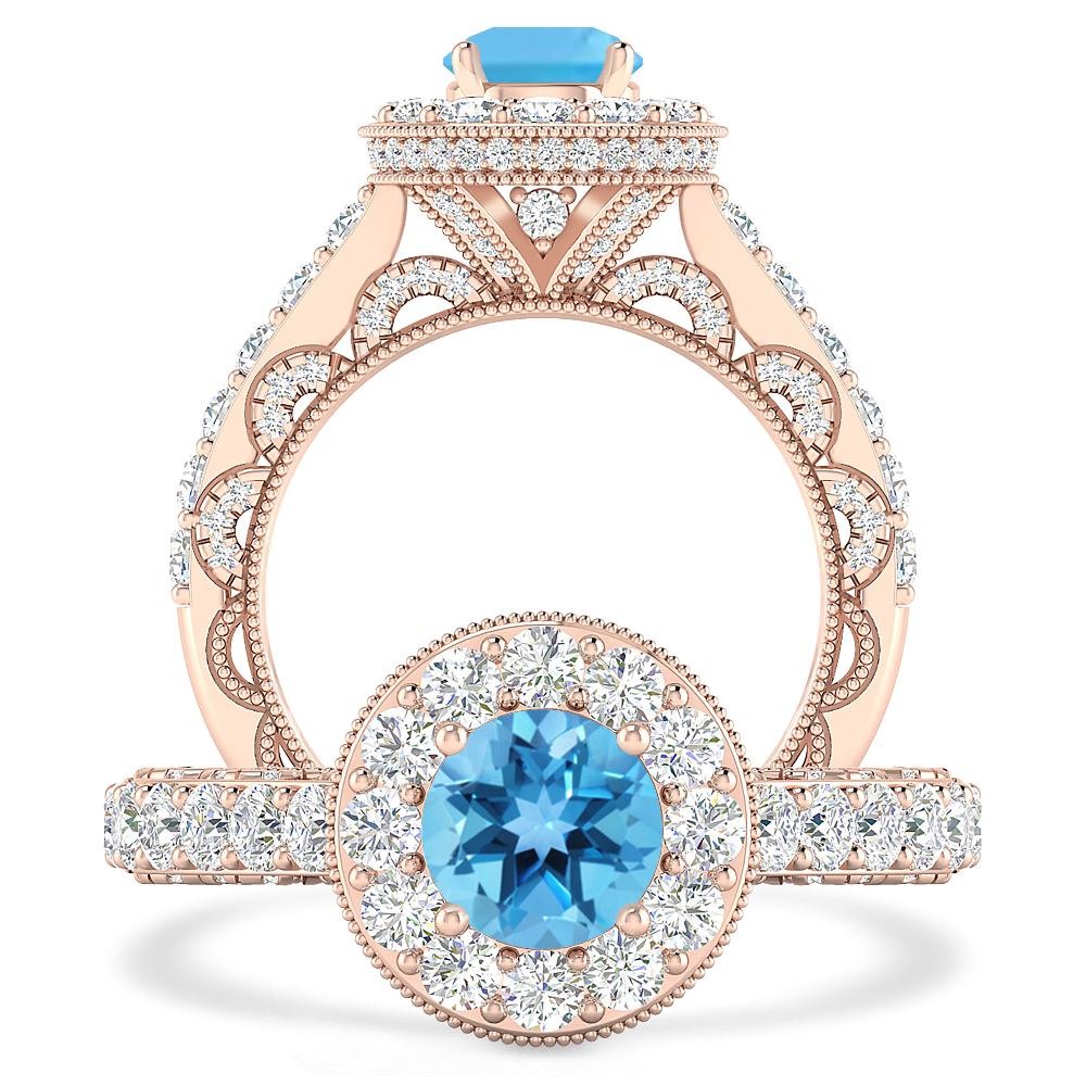Rose Gold - Blue Topaz