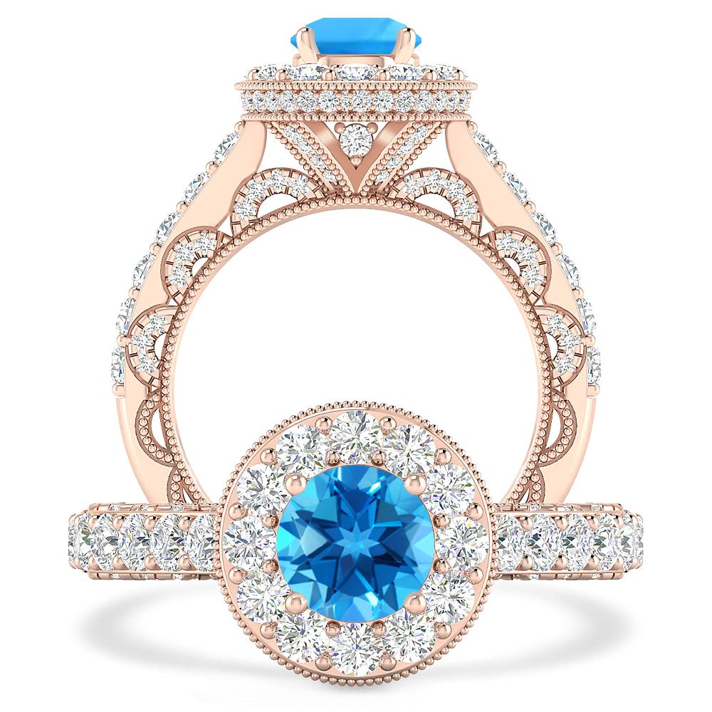 Rose Gold - Blue Topaz