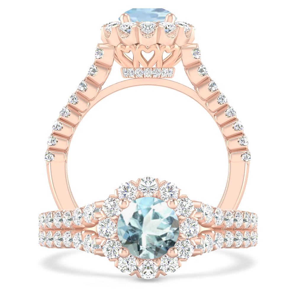 Rose Gold - Aquamarine