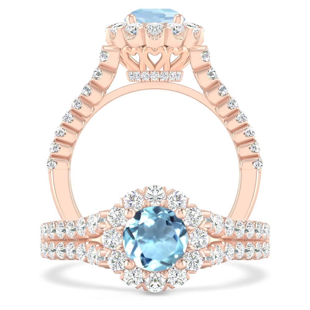 Rose Gold - Aquamarine