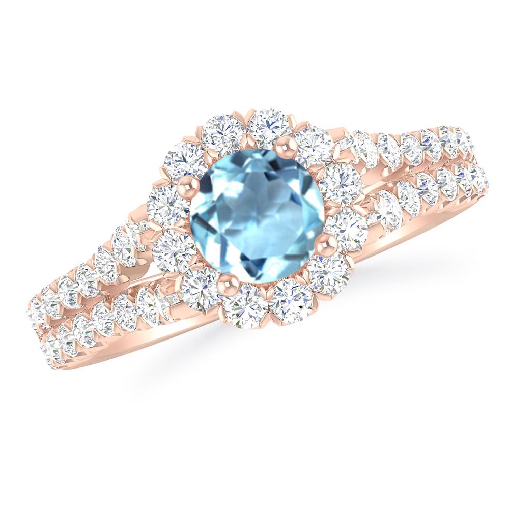 Rose Gold - Aquamarine